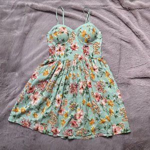 Bog Collective green floral dress summer dress spaghetti strap